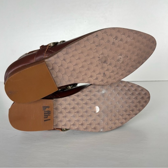 ANTHROPOLOGIE Kelsi Dagger Slow Cafe Leather Thick Chain Ankle Boots Sz 8 NWOT - Picture 11 of 13